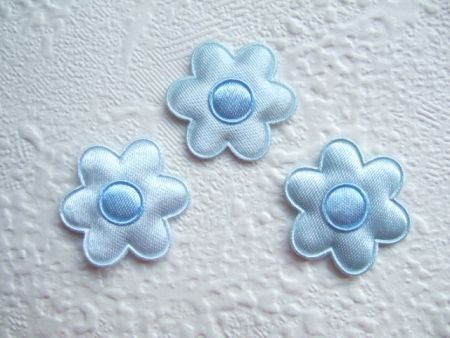 LAATSTE!! Satijnen bloemetje ~ 2,5 cm ~ licht Blauw / Blauw - nr. 1