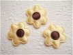 Satijnen bloemetje ~ 2,5 cm ~ Crème / bruin - 1 - Thumbnail