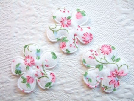 Wit gebloemd voorjaars bloemetje ~ 2,5 cm ~ Roze / blauw - 2