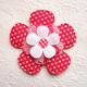 Satijn met wit kant bloem ~ 4,5 cm ~ Rood - 4 - Thumbnail