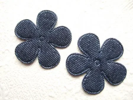 Denim bloem ~ 3,5 cm ~ Blauw - 0