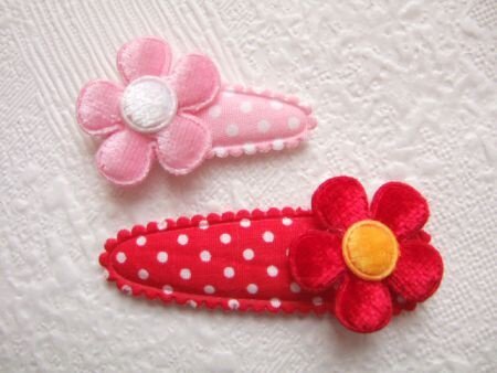 Mooi velours bloemetje ~ 2,5 cm ~ Wit / roze - Afbeelding 3