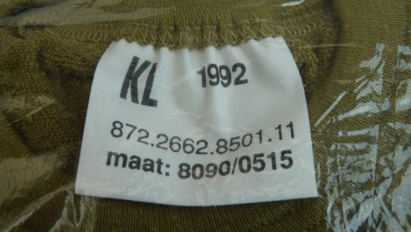 Hemd, Onderhemd, lange mouw, Koninklijke Landmacht, maat: 8090/0515, 1992.(Nr.1) - 2