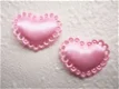 Satijnen hartje met kant rand ~ 2,5 cm ~ Roze - 0 - Thumbnail