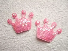 Mooie lovertjes kroon ~ 4 cm ~ Roze