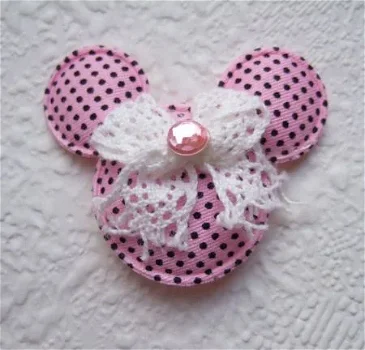 Grote Minnie Mouse met kant strikje ~ 5 cm - 2