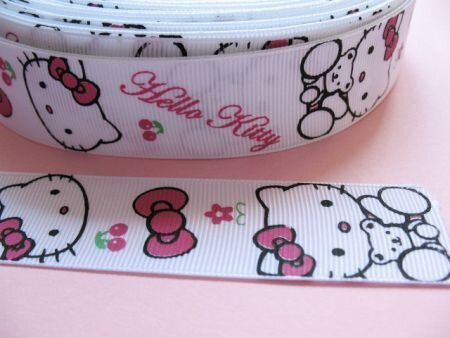 Lieve witte Hello Kitty met rode strik ~ 4 cm - 6