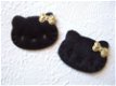 Lieve zwarte Hello Kitty met gouden strik ~ 4 cm - 2 - Thumbnail
