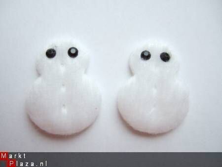 Mooie witte sneeuwpop met oogjes ~ 3 cm - 2