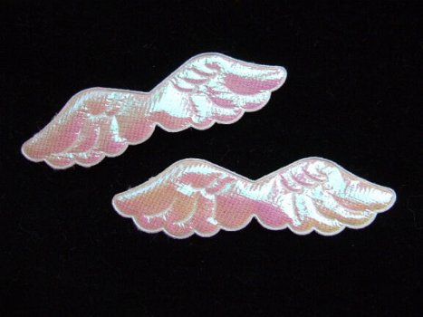 Glanzend engelen vleugeltje ~ 8 cm ~ Wit B - 2