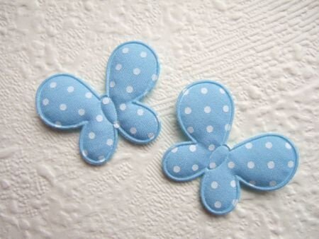 Katoenen polkadots vlinder ~ 3,5 cm ~ Blauw - 0