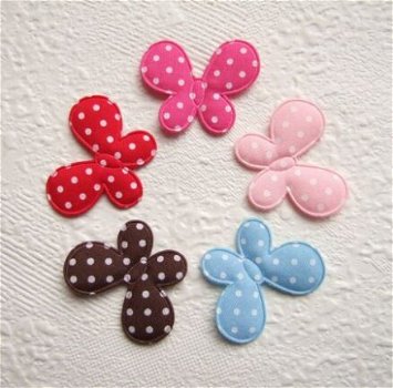 Katoenen polkadots vlinder ~ 3,5 cm ~ Blauw - 2