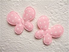 Katoenen polkadots vlinder ~ 3,5 cm ~ Roze