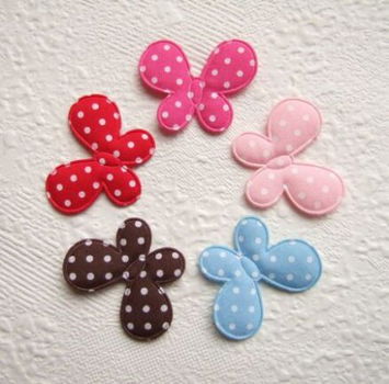 Katoenen polkadots vlinder ~ 3,5 cm ~ Roze - 2