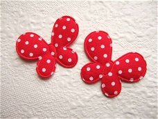 Katoenen polkadots vlinder ~ 3,5 cm ~ Rood