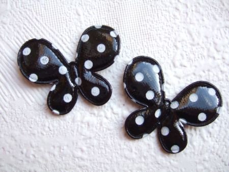 Mooie polkadot vlinder van vinyl ~ 4 cm ~ Zwart - 1