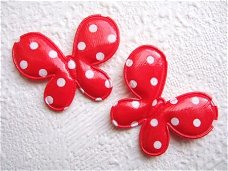 Mooie polkadot vlinder van vinyl ~ 4 cm ~ Rood