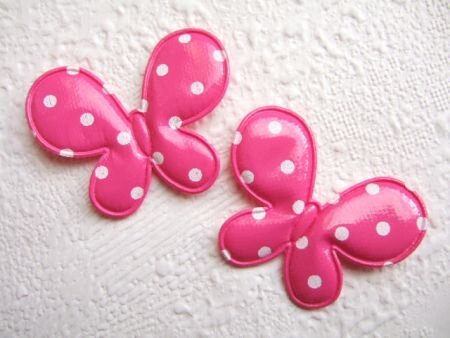 Mooie polkadot vlinder van vinyl ~ 4 cm ~ Fuchsia roze - 0