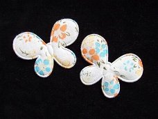 Witte gebloemde voorjaars vlinder ~ 4 cm ~ Oranje