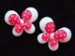 Prachtige polkadots baby vlinder ~ 3,5 cm ~ Wit / rood - 1 - Thumbnail