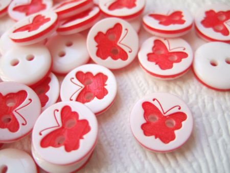 Prachtige polkadots baby vlinder ~ 3,5 cm ~ Wit / rood - 4