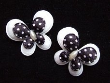 Prachtige polkadots baby vlinder ~ 3,5 cm ~ Wit / zwart