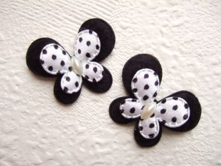 Prachtige polkadots baby vlinder ~ 3,5 cm ~ Zwart / wit - 0