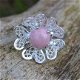 Zilveren ring met rozenkwarts - 1 - Thumbnail