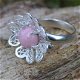 Zilveren ring met rozenkwarts - 2 - Thumbnail