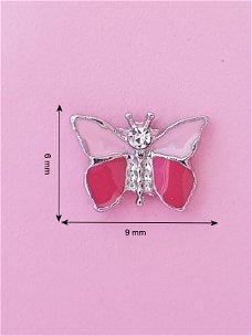 Bedel / Charm 0089, Vlinder licht/ donker roze