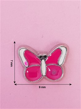 Bedel / Charm 0152, Vlinder donker roze - 1