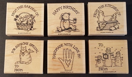 SALE NIEUW RETIRED Houten Stempel Set Gift Tags 2000 van Stampin Up - 1