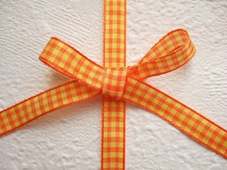 Ruitjes band ~ 10 mm ~ Oranje / geel - 0