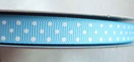 Grosgrain polkadots band ~ 9 mm ~ Licht blauw - 0