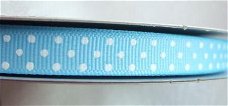 Grosgrain polkadots band ~ 9 mm ~ Licht blauw