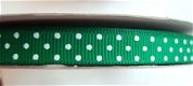 Grosgrain polkadots band ~ 9 mm ~ Donker groen - 0 - Thumbnail