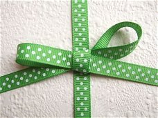 Grosgrain polkadots band ~ 9 mm ~ Kiwi groen