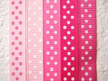 Grosgrain polkadots band ~ 9 mm ~ Roze / donker roze - 2