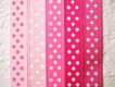 Grosgrain polkadots band ~ 9 mm ~ Roze / donker roze - 2 - Thumbnail