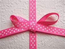 Grosgrain polkadots band ~ 9 mm ~ Hard roze