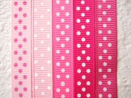 Grosgrain polkadots band ~ 9 mm ~ Hard roze - 2