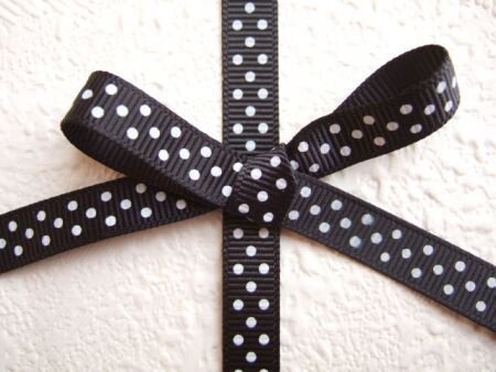 Grosgrain polkadots band ~ 9 mm ~ Zwart - 0