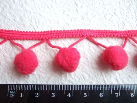 Bolletjes / pompoen band ~ Fuchsia roze - 2