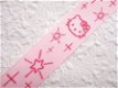 Grosgrain Hello Kitty band met sterretjes ~ 15 mm ~ Roze - 2 - Thumbnail