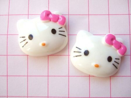 Grosgrain Hello Kitty band met sterretjes ~ 15 mm ~ Wit / roze - 3