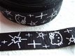 Grosgrain Hello Kitty band met sterretjes ~ 15 mm ~ Zwart - 0 - Thumbnail