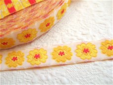 Geel bloemen band ~ 12 mm