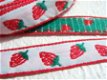 Geweven rood / wit aardbeien band ~ 12 mm - 0 - Thumbnail