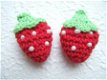 Wit met rode aardbeien satijnband ~ 12 mm - 5 - Thumbnail