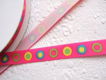 Grosgrain band met cirkels ~ 9 mm ~ Fuchsia roze - 0 - Thumbnail